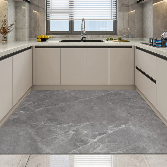 Marble Pattern Kitchen Carpet Stone Pattern Foot Mat Gray Black Dirty Resistant PVC Rug Waterproof Anti-Slip Art Floor Mat Ковер