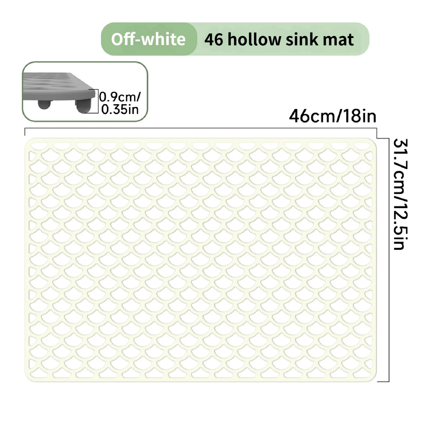 42/46CM Kitchen No holes Silicone Sink Bottom Scratch-resistant Protective pad, Perforated Water-draining Pad, Thickened Drying
