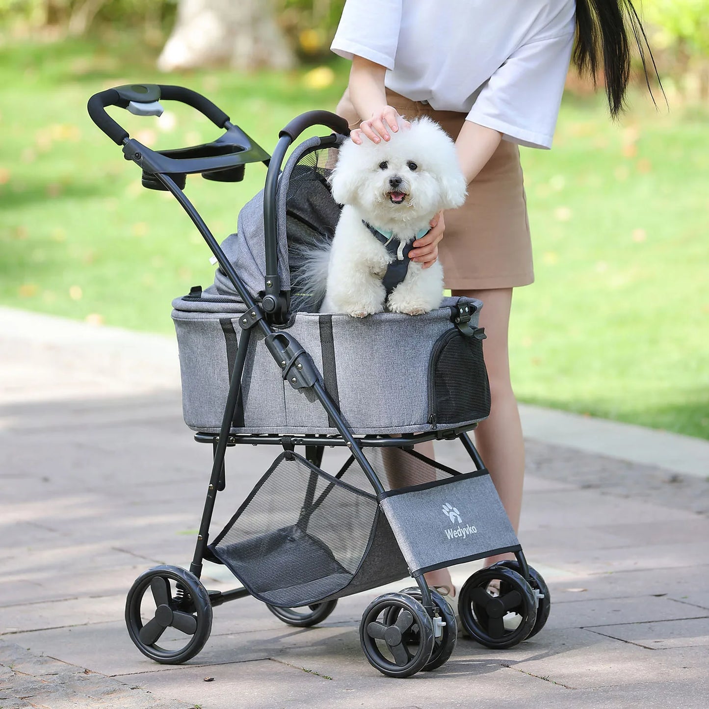 3 in 1 Pet Stroller with Removable Carrier, Folding Stroller for Small/Medium Dogs and Cats, Waterproof, All-Terrain
