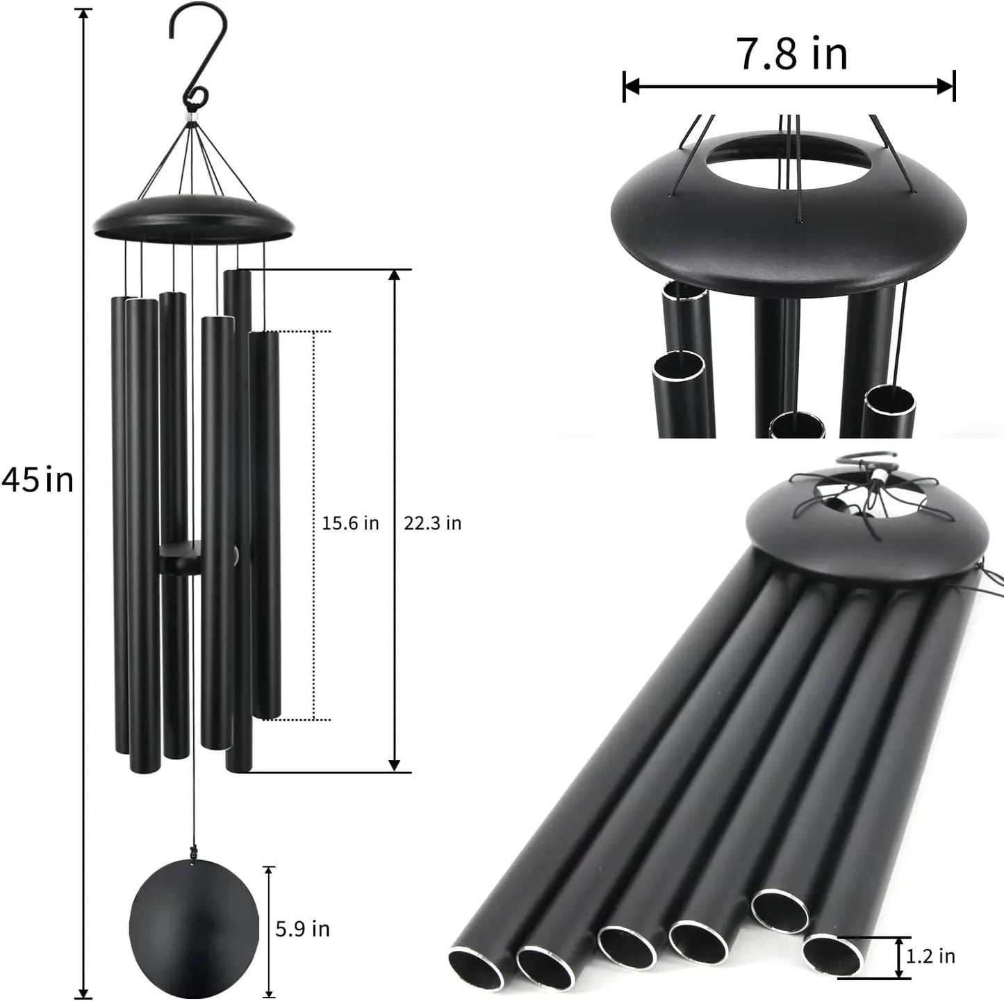 Memorial Wind Chimes with 6 Heavy Tubes, Large Deep Tone Outdoor Garden Hanging Decor, Sympathy Gifts