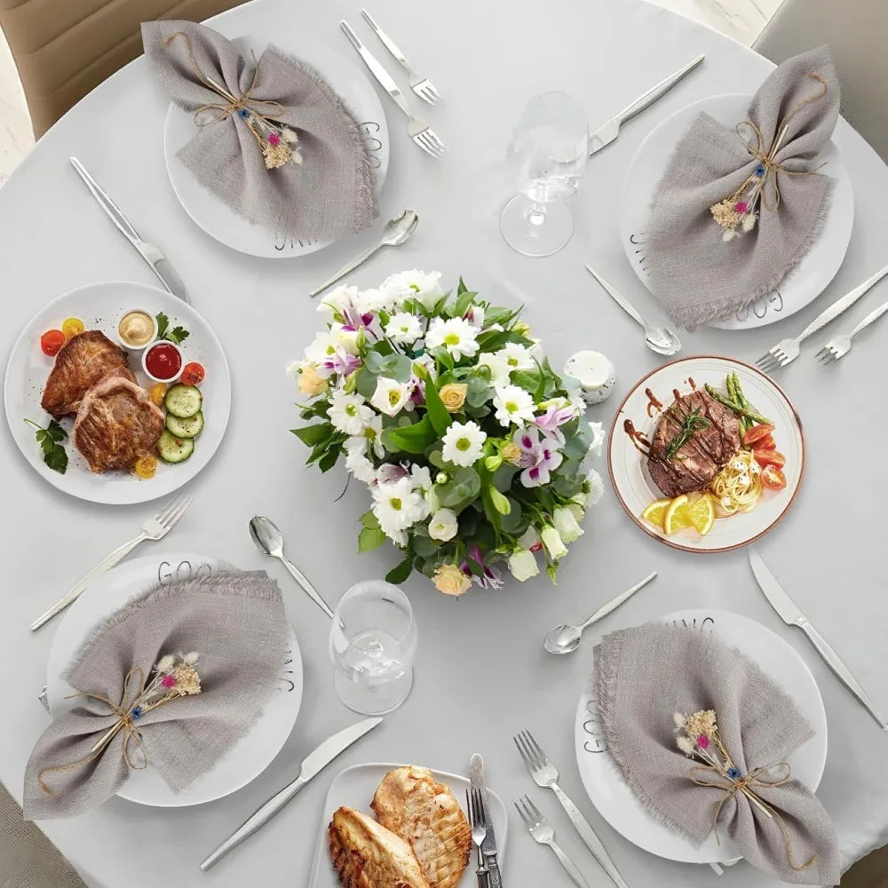 12 PCS fabric napkins Cloth Napkins with Fringe Edges Washable for Wedding Party Birthday Christmas Dinner Table Setting