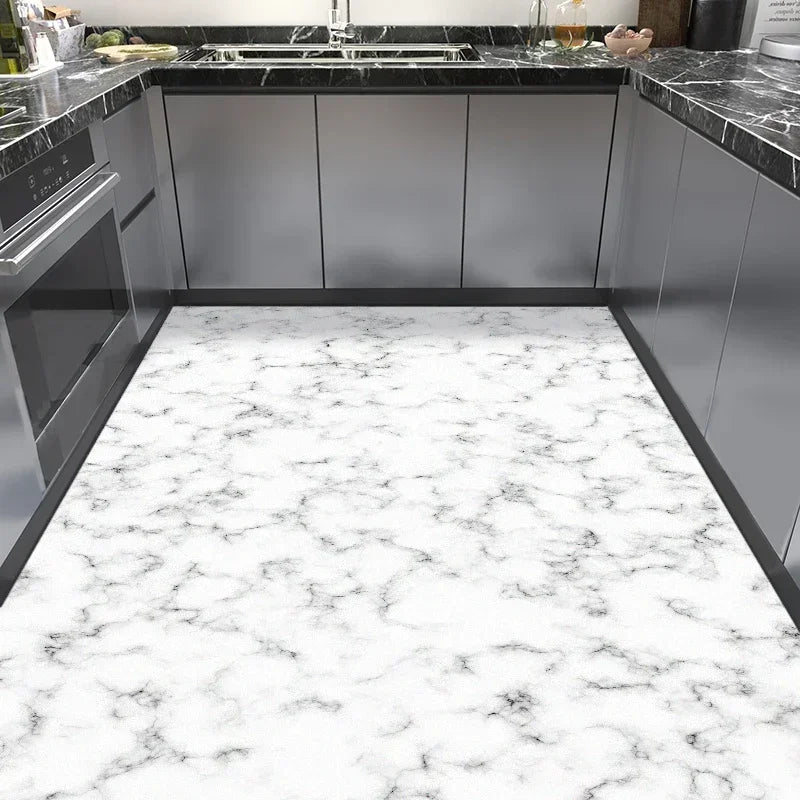 Kitchen Floor Mat Large Pvc Leather Waterproof Carpet Anti-slip Oil-proof Foot Mats Imitation Marble Rug Home Decoration Rugs