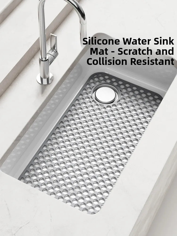Kitchen Sink Silicone Mat Anti-Scratch Honeycomb Pad Dishwashing Basin Hollow Bottom Draining Pad Non-Slip Sink Mat