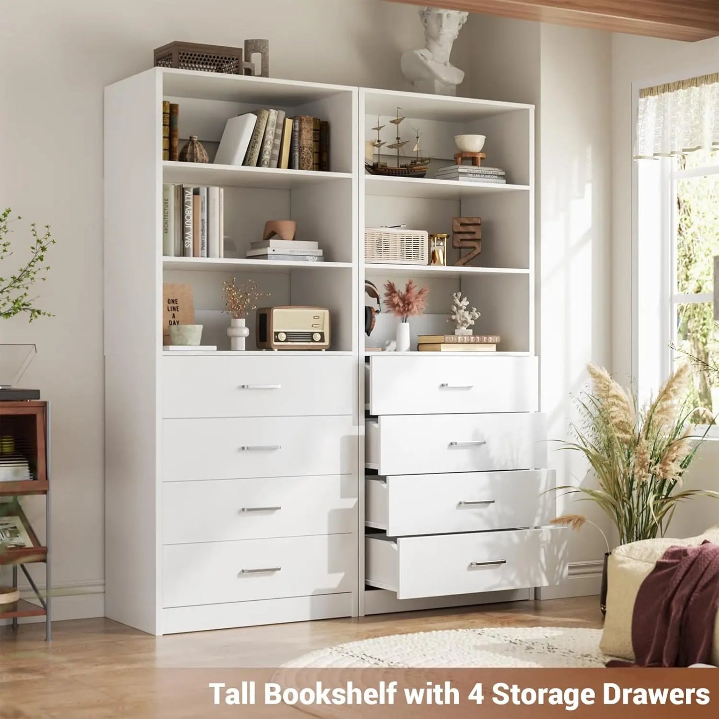21.3" Wood Closet Organizer System with 4 Drawers Modular Walk-in Wardrobe Storage Unit Small Tall Cabinet, Customized