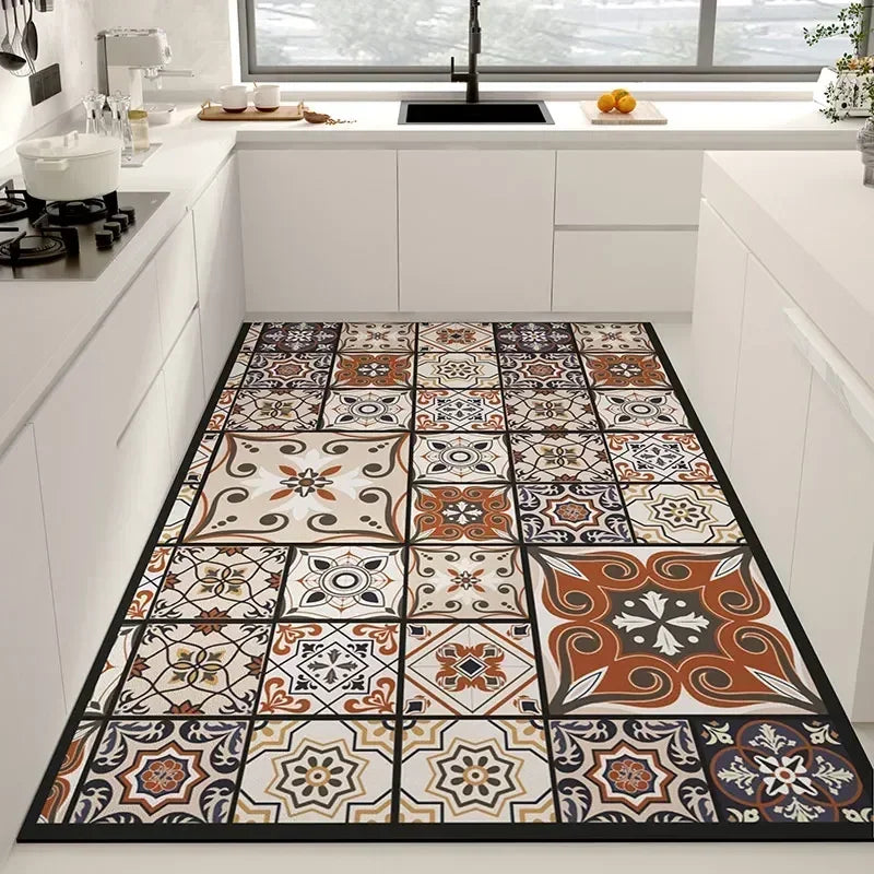 Pvc Kitchen Carpet Waterproof Floor Mat Leather Non-slip Floor Mats Large Area Rug Home Decoration