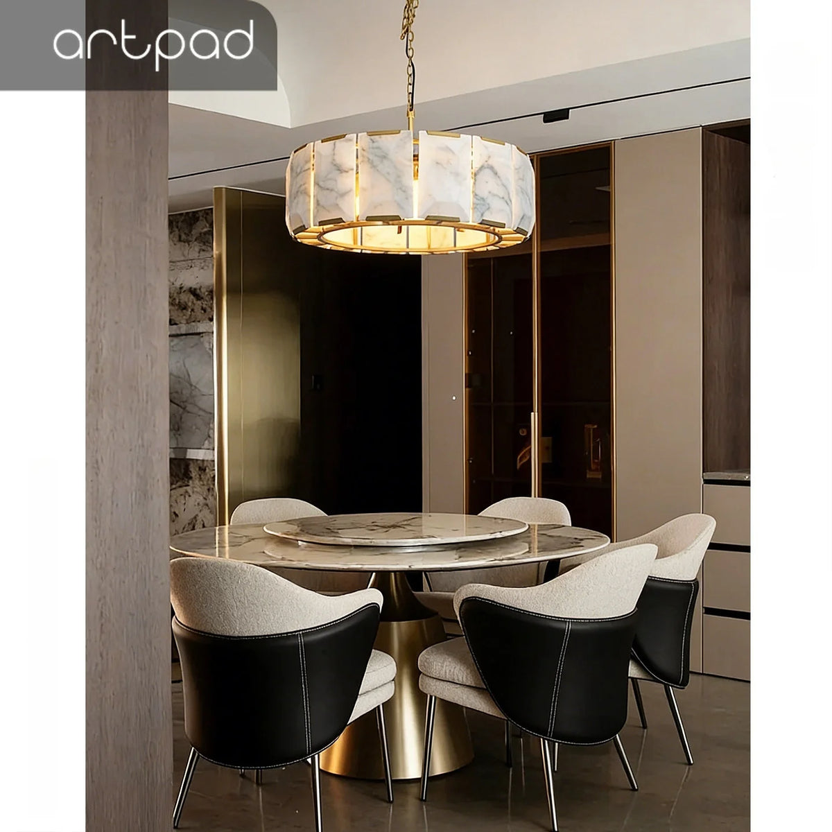 American Alabaster Pendant Chandelier Light for Living Room Dining Room Lustre Suspension Luminaire Lamp For Kitchen Island