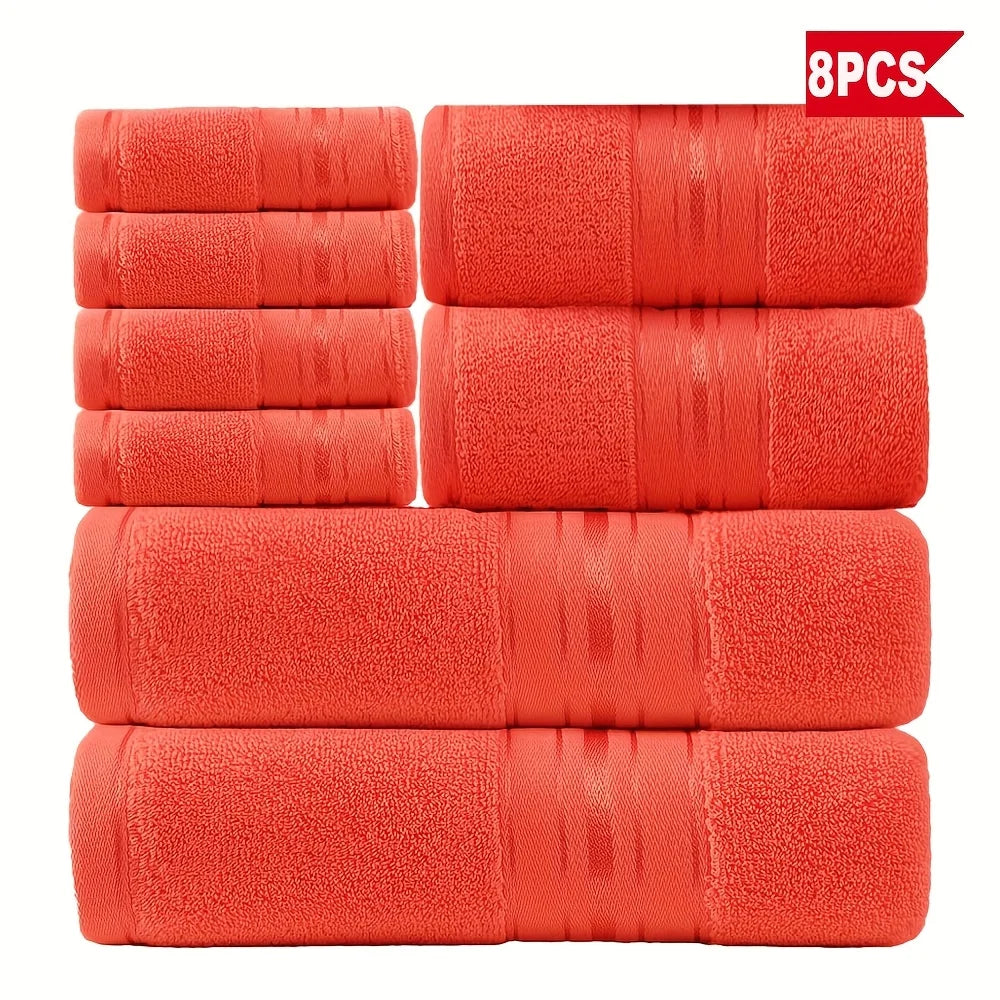 8 Piece Luxury Towel Set – Majestic Plush, Super Absorbent & Quicker-to-Dry, Thick 100% Ring Spun Cotton Towels for Bathroom, Spa & Hotel – 2 Bath, 2 Hand, 4 Washcloths