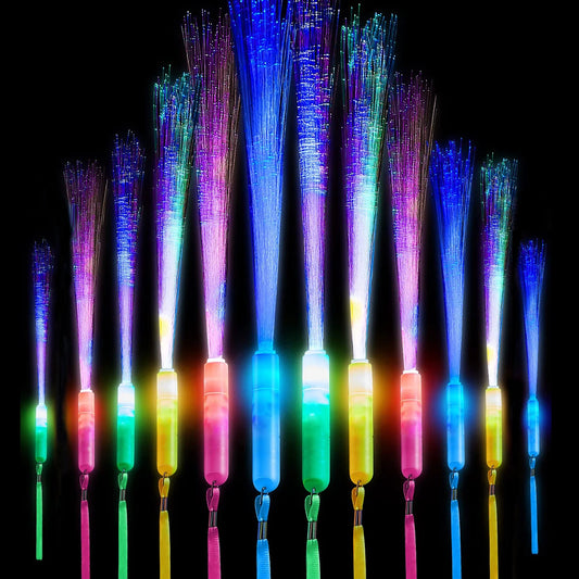 60pcs Colorful LED Glow Fiber Optic Fluorescent Sticks, Party Wands, Batons, DJ Flashing Glow Sticks, Bulk Foam Glow Sticks