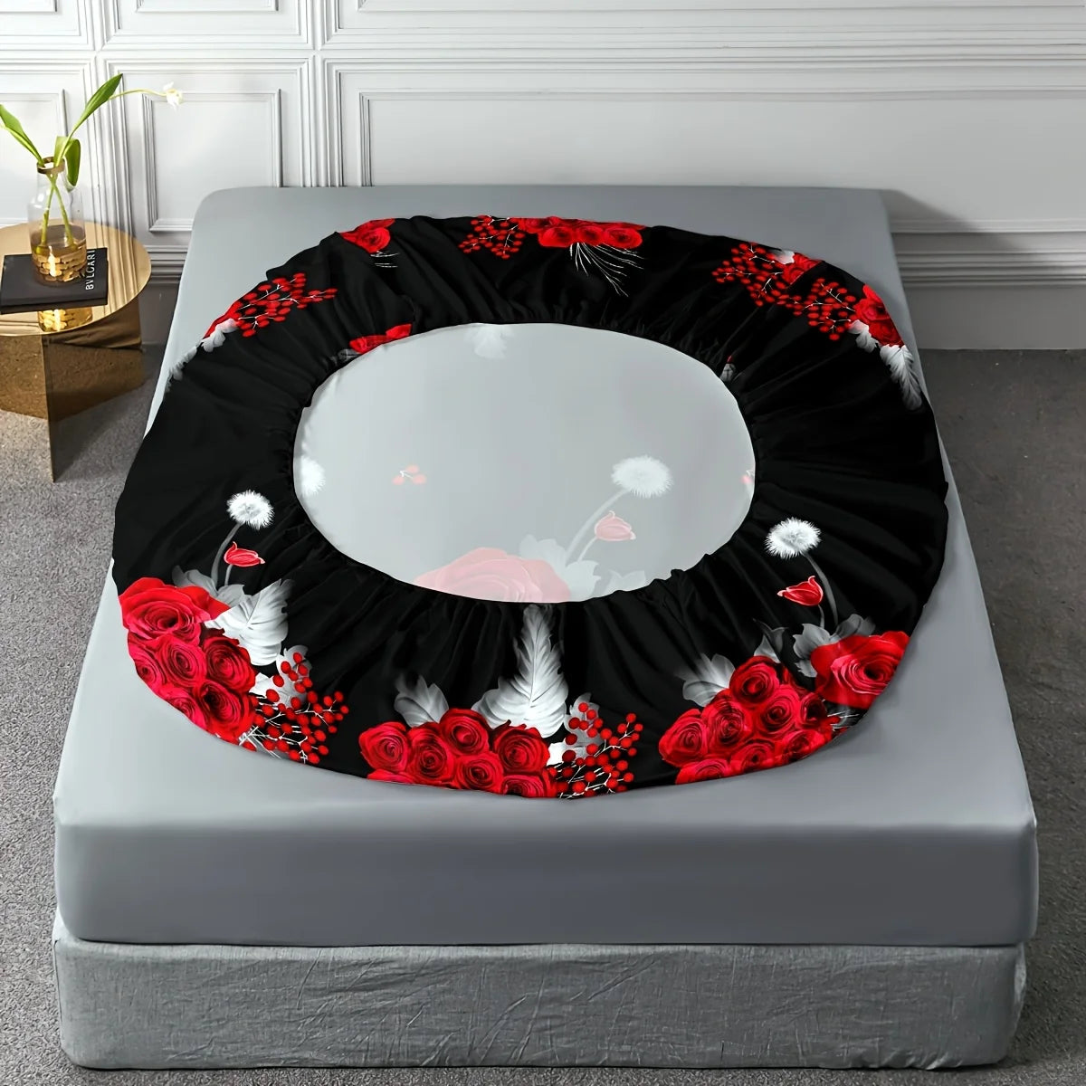 Romantic Red Rose Fitted Sheet Set - Soft Skin-Friendly Bedding Shrink & Fade Resistant for Twin Full Queen King Size Beds