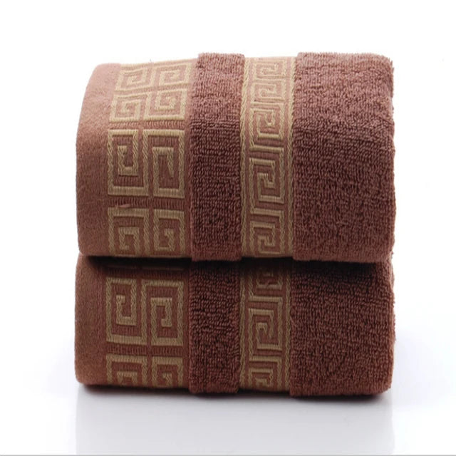 2Pcs Black Cotton Towels Set 34x74cm 70x140cm Embroidered Cotton Bath Towels High Absorbency Quick Drying Bathroom Towels Sets