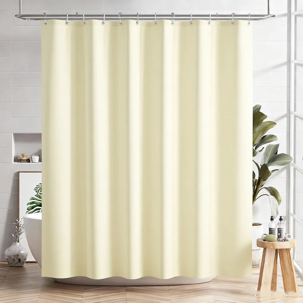 1pc Waterproof Gray Polyester Shower Curtain with Metal Grommets, 180*180cm Durable Fabric Bath Curtain for Bathroom Partitions