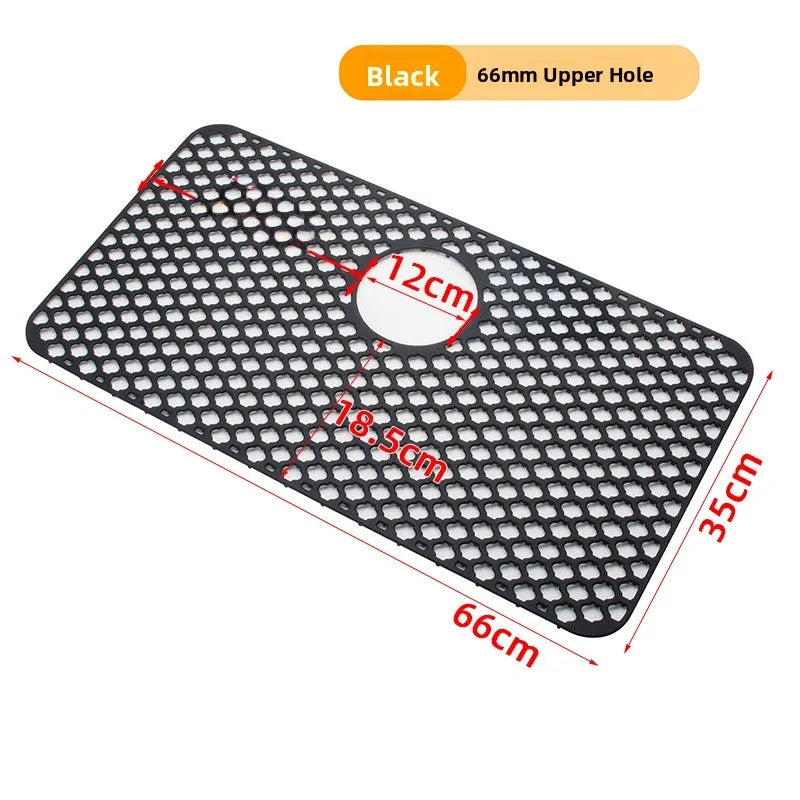 Kitchen Sink Silicone Mat Anti-Scratch Honeycomb Pad Dishwashing Basin Hollow Bottom Draining Pad Non-Slip Sink Mat
