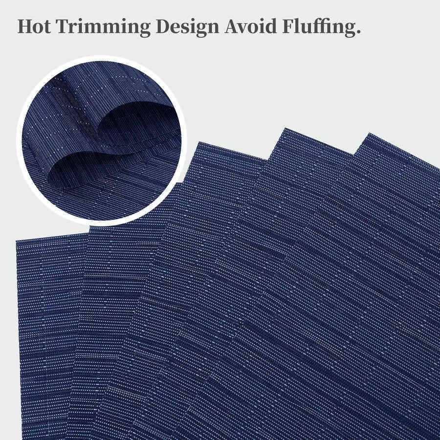 Blue Placemats Set of 12 Heat Resistant NonSlip Place mats for Dining Table, Washable Durable PVC Vinyl Woven Table MatsBlue, 12