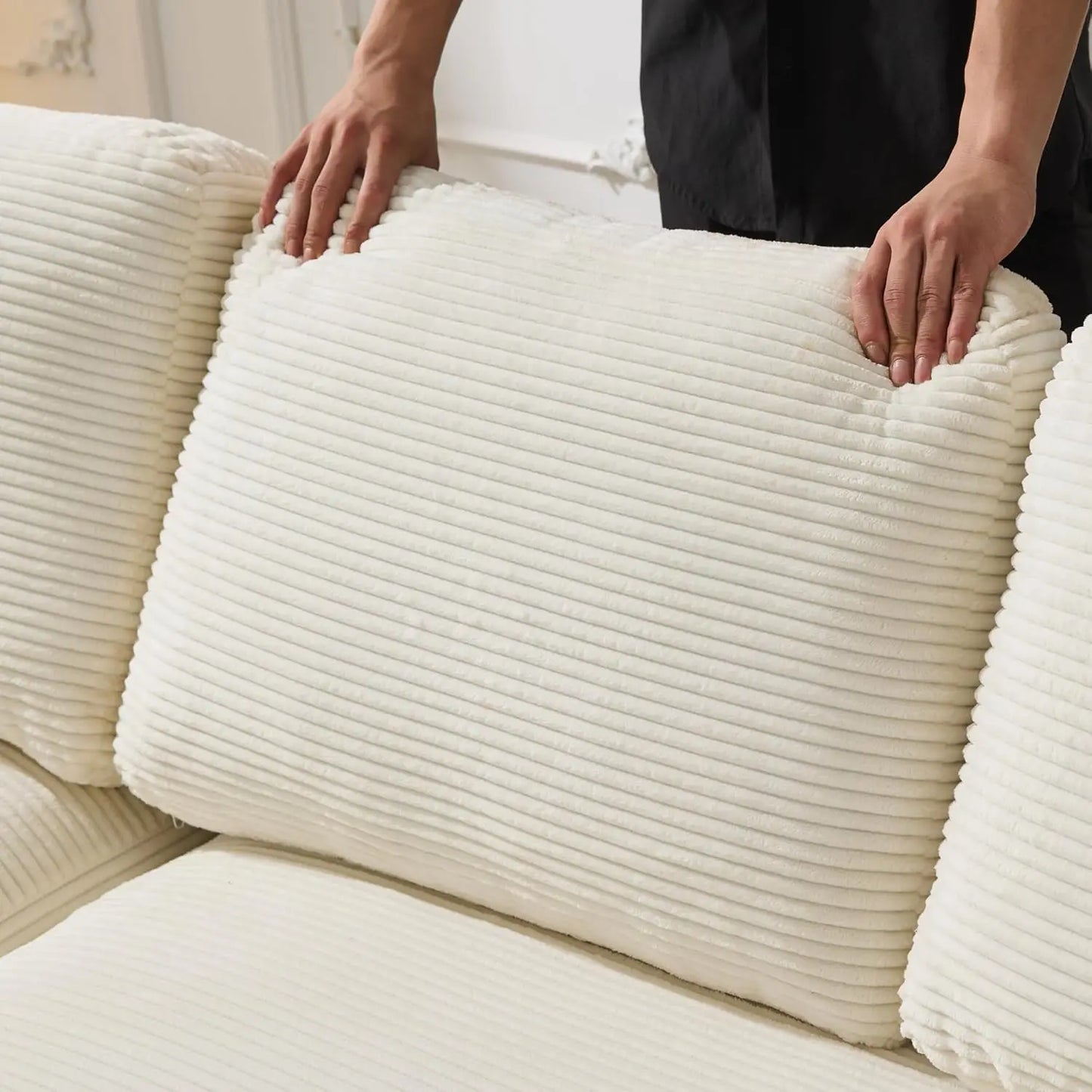 99'' Extra Deep Cloud Futon Couch Modular Sectional Sofa with Sleeper Chaise L-Shaped Big Comfy Customized Sofa