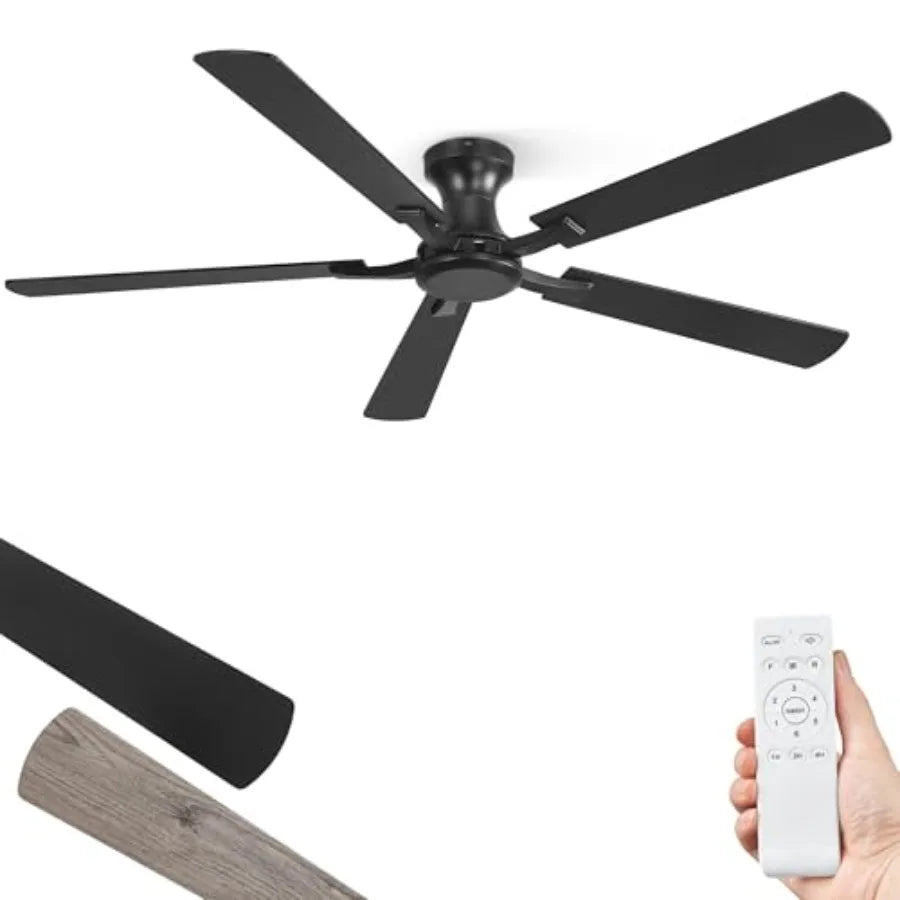Ceiling Fan No Light, Flush Mount Low Profile, Modern Ceiling Fan Without Light, Remote Control and Quiet DC Motor, for doorand