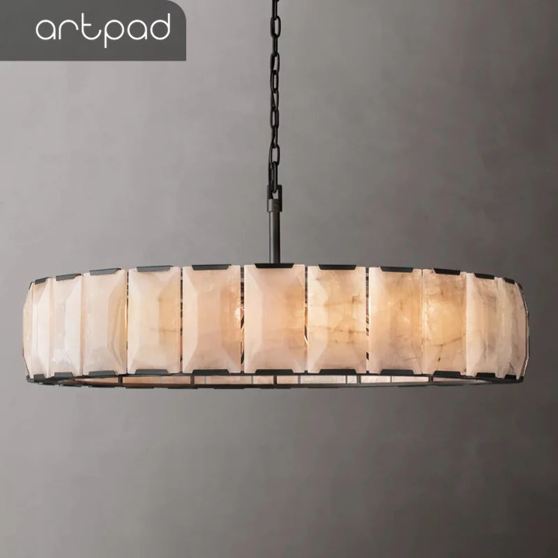 American Alabaster Pendant Chandelier Light for Living Room Dining Room Lustre Suspension Luminaire Lamp For Kitchen Island