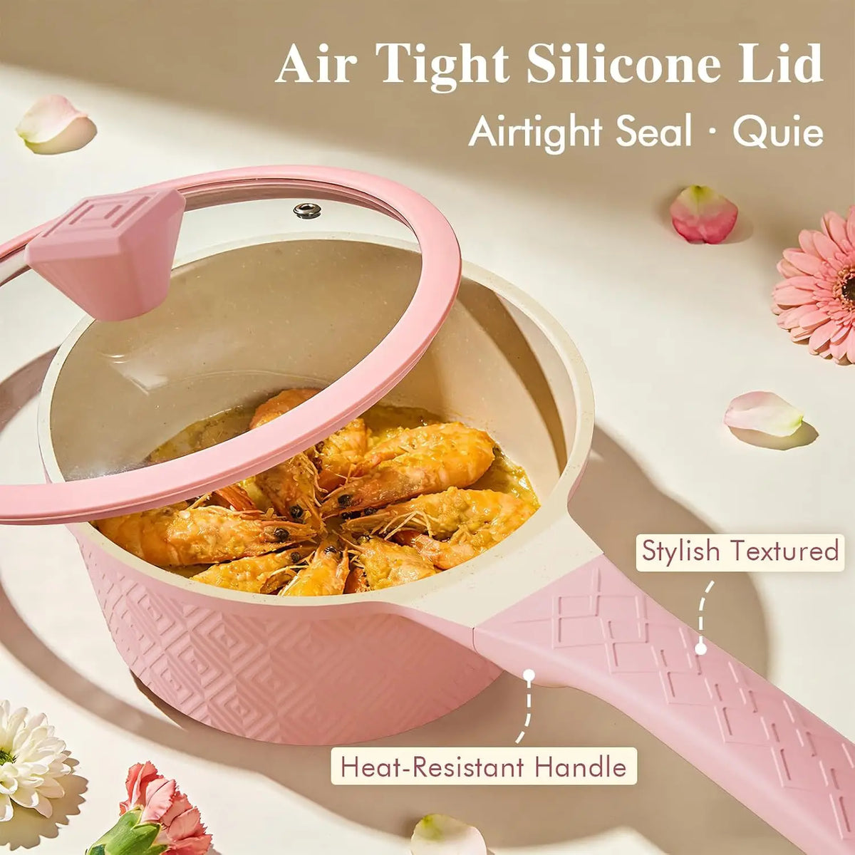 Pink Cookware Set 26 Pieces Non Stick Pots Pans Induction Safe Steamer Silicone Utensils Housewarming Gift Frying Pan PFOS PFOA