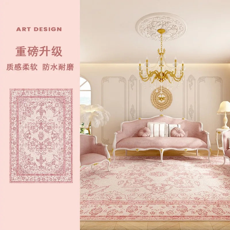 Pink Living Room Carpet Light Luxury High-end Persian Bedroom Bedside Rug Large Area Retro Velvet Cloakroom Floor Mat Ковер 양탄자