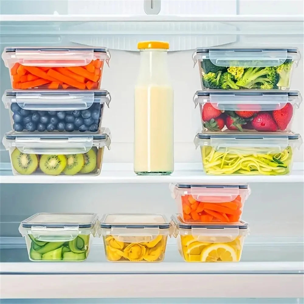 24pcs(12PCSLid and Containers) kitchen Storage Container Set - Dishwasher Safe, Reusable Plastic Bins with Flip Lids for Fruits