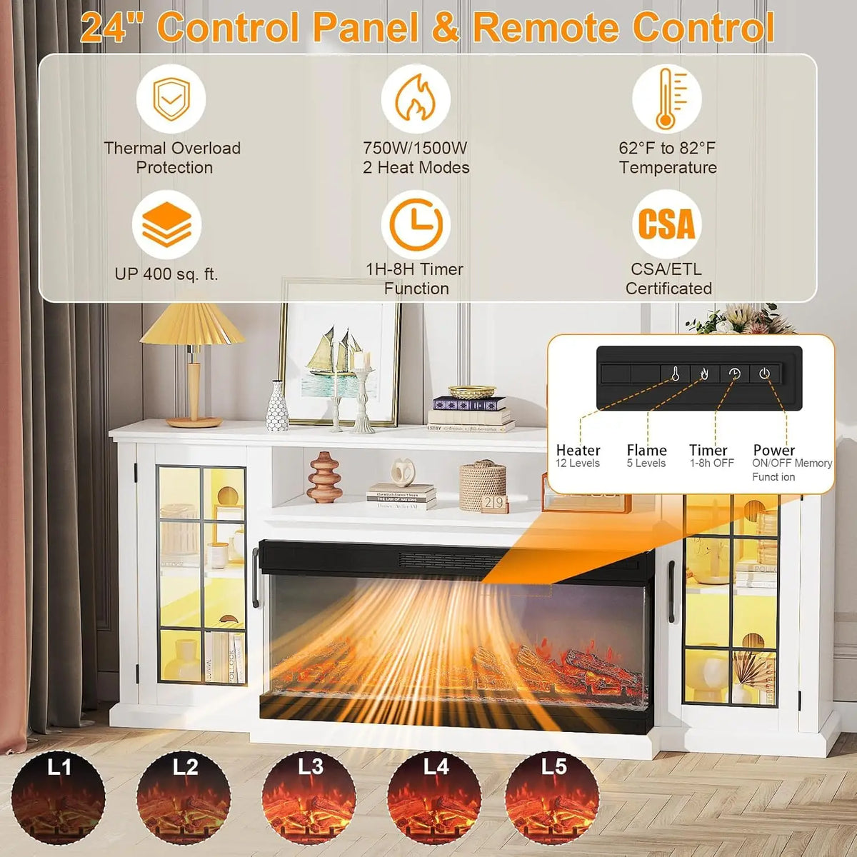 75 Inch Electric Fireplace TV Stand, Entertainment Center, Customized