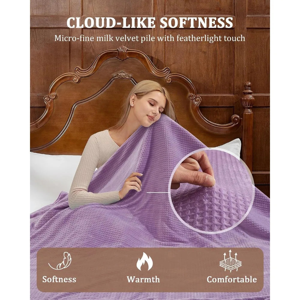 Garvee Ultra Soft Double-Sided Flannel Autumn Winter Blanket Heated Throw Blanket for Warm Bed Solid Cozy Nap Throw Electric Blanket for Sofa