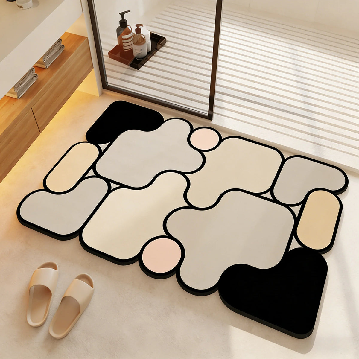 Square diatomaceous earth bathroom mat non-slip toilet mat door mat household foot mat