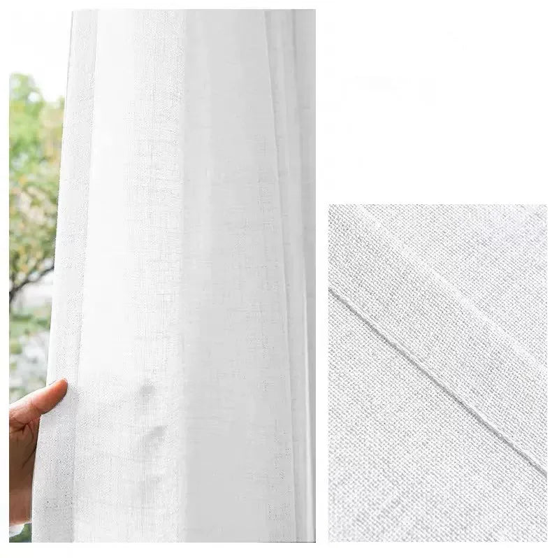 3 Colors Linen Like Semi Shading Beige Grey Cream White Tulle Living Room Flax Sheer Curtains for Bedroom Window S Folds Drapes