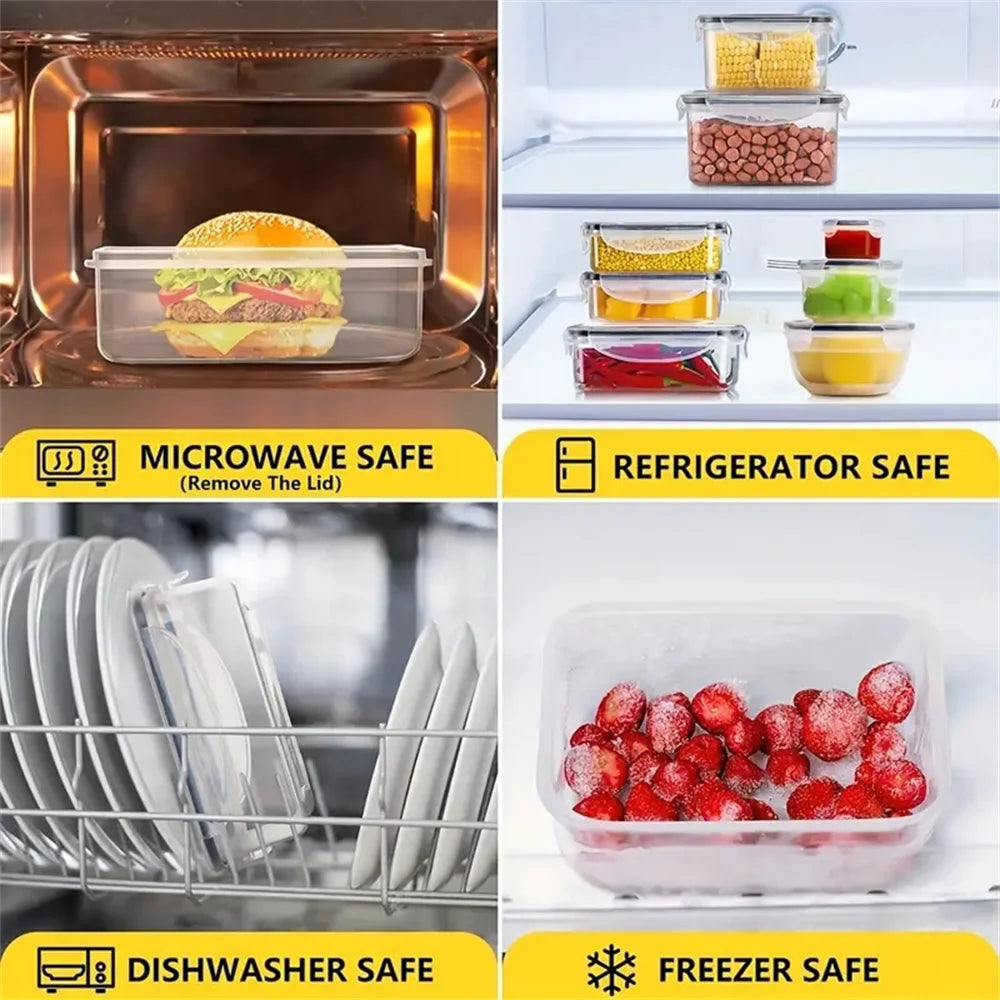 24pcs(12PCSLid and Containers) kitchen Storage Container Set - Dishwasher Safe, Reusable Plastic Bins with Flip Lids for Fruits