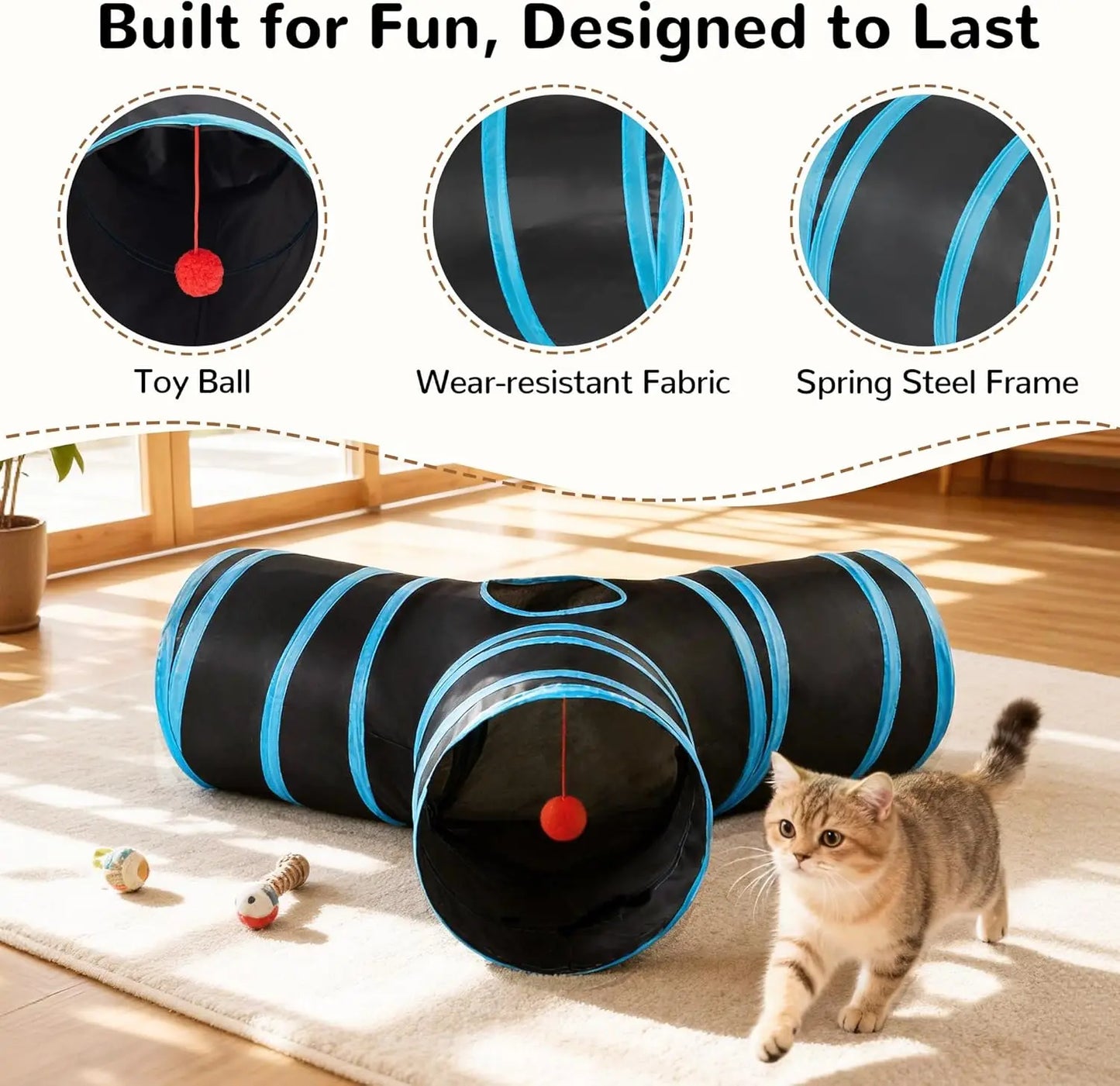 Pet Cat Tunnel Tube Cat Toys 3 Way Collapsible Tunnels for Indoor Cats Kitty Bored Peek Hole Toy Ball  cat accessories