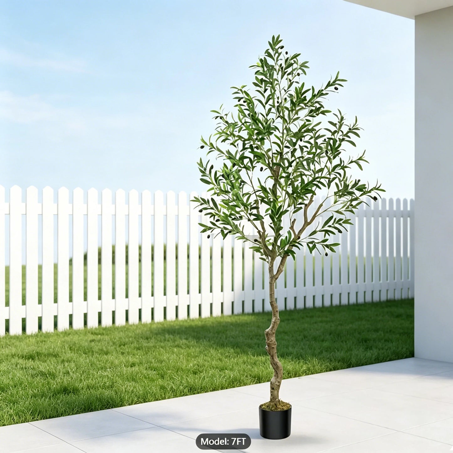 5/6/7/8 Olive Trees Artificial Indoor Faux Olive Tree with Black Pot Artificial Plants with Natural Wood Trunk and Lifelike Fruits for Home Office Decor