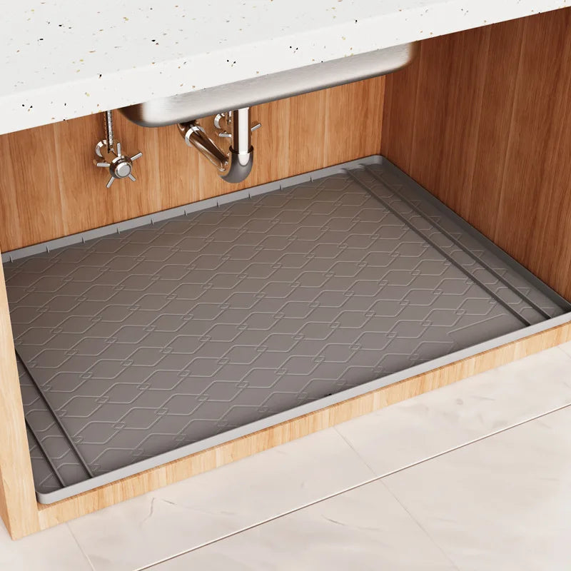 Fashion Sink Mat Cabinet Mat Silicone, Anti-fouling and Waterproof Cabinet Protective Mat Bathroom Cabinet Tray