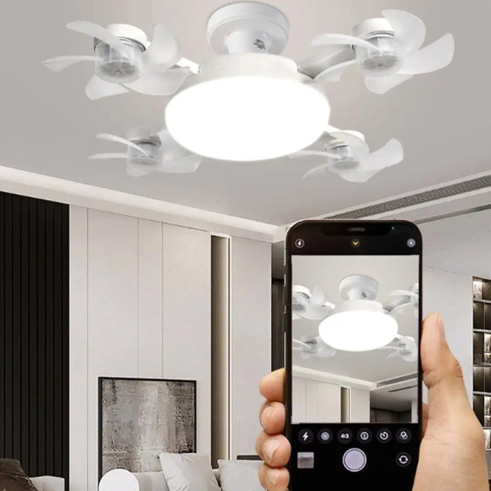 LED Drone Style Ceiling Fan Light E27 Base Silent Brushless Motor Remote Control Three Speed Dimming forBedroom Dining Room Home