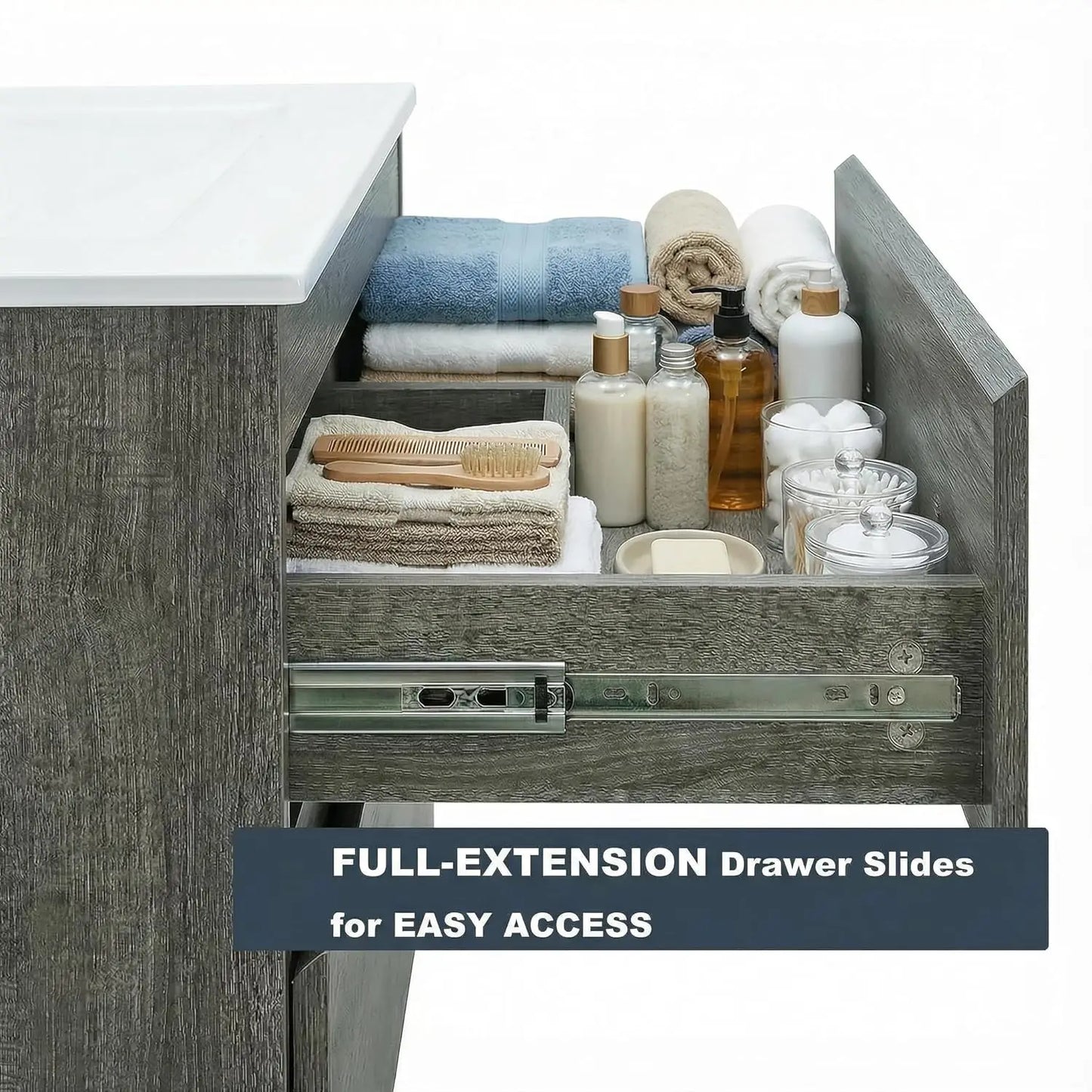 24 Inch Floating Bathroom Vanity with Sink, Modern Wall Mounted Small Bathroom Vanity, 2 Drawer Bathroom Sink, Customized
