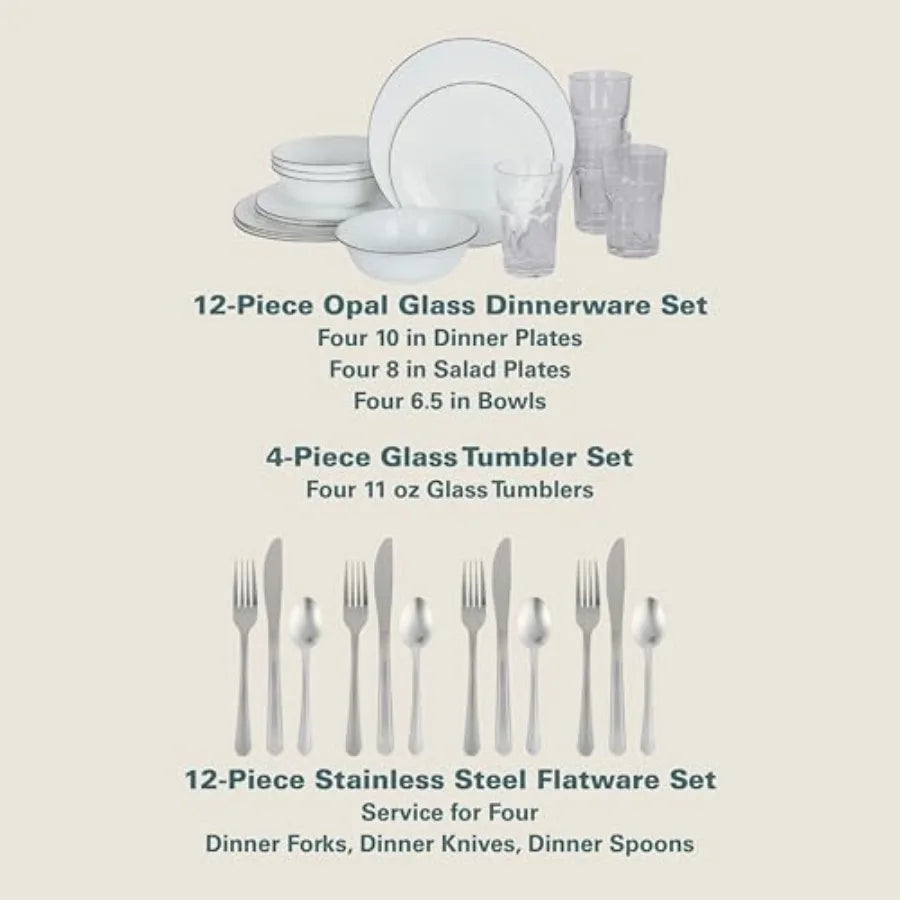 74 Piece Kitchen in a Box Pots and Pans Cookware Plates and Bowls Dinnerware Cutlery Knife Block Flatware Utensils Tools Gadget