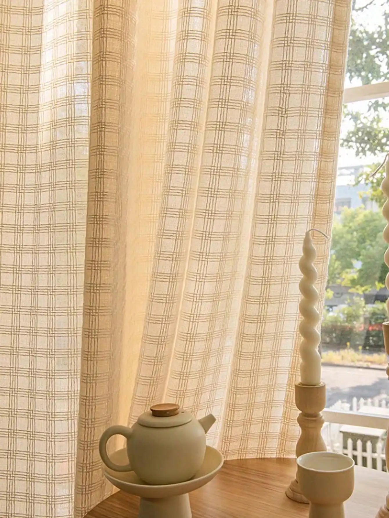 Dream of high-end lattice residential lonely japanese-style log wind bedroom balcony hemp yarn curtain