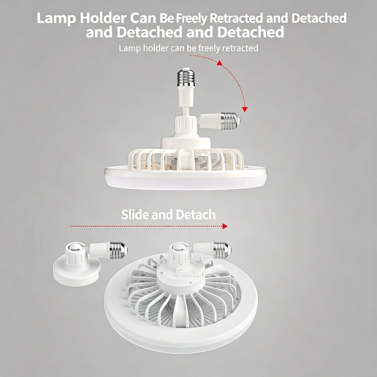 3in1 Rotatable Ceiling Fan with Remote Control E27 Converter Base for Bedroom And Living Room Lighting And Ventilation System