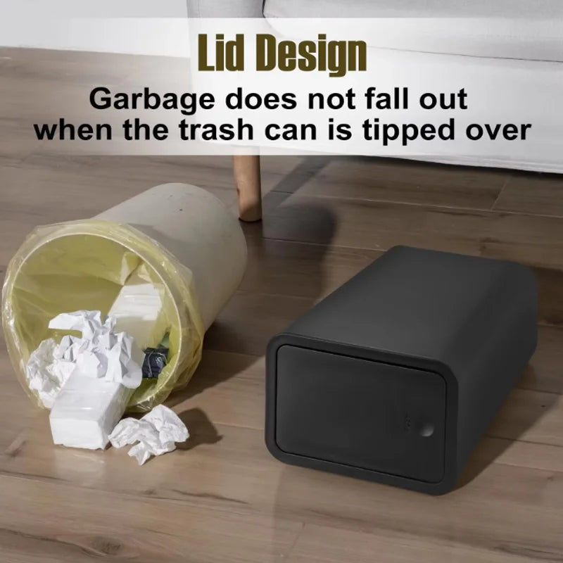 10L Pop-Up Ultra-Thin Trash Can, Bathroom And Kitchen Trash Can, Space-Saving, Leak-Proof And Odor-Proof Trash Can With Lid