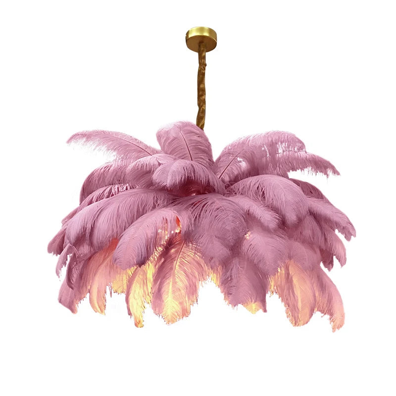 Nordic Ostrich Feather Lamp Led Pendant Lights Living Room Home Decor Bedroom Indoor Lighting Chandelier Hanging Light Fixture