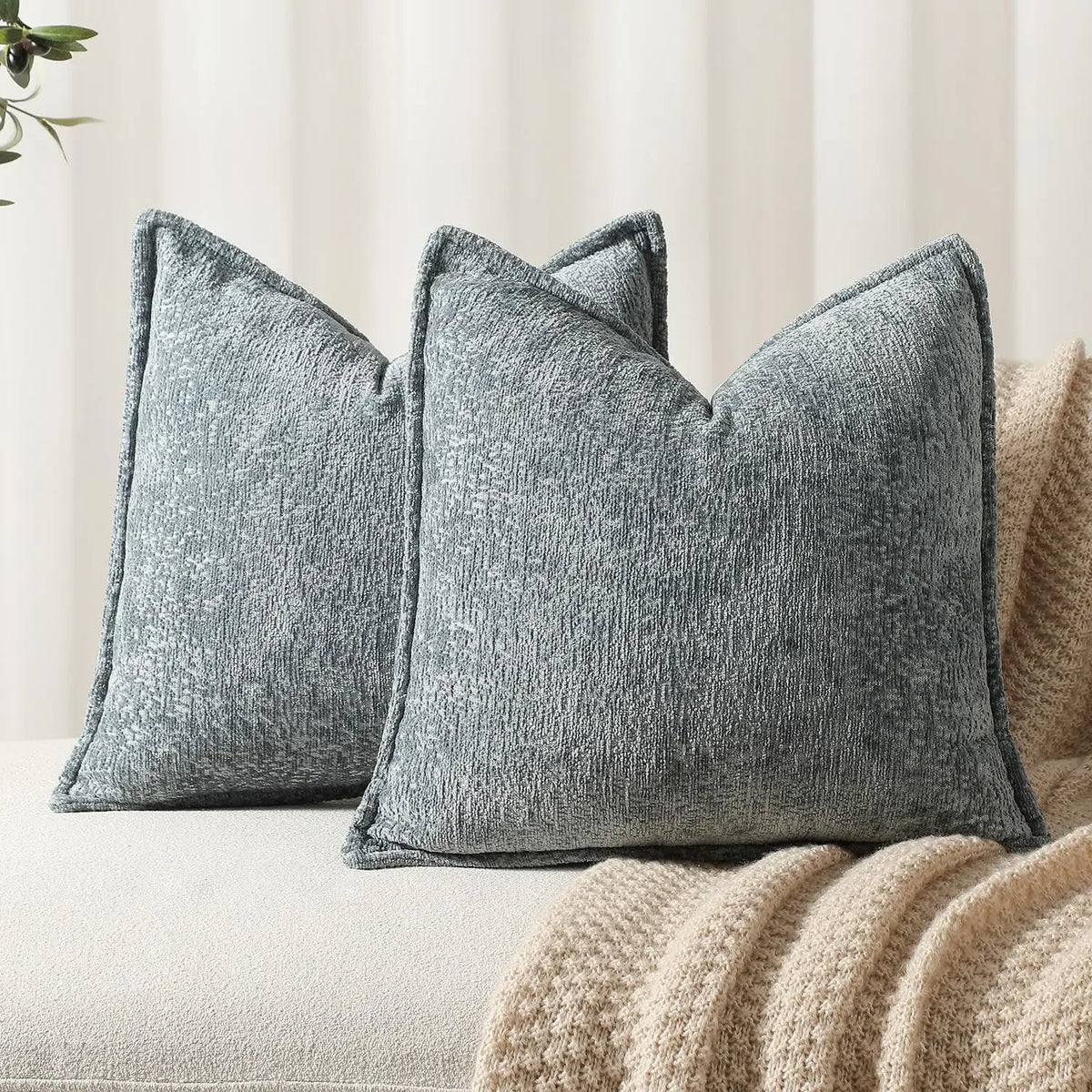 Ins Nordic Cushion Cover Thickened Chenille Throw Pillow Covers Green Decorative 45x45/50x50/65X65cm Sofa Bed Living Room Decor