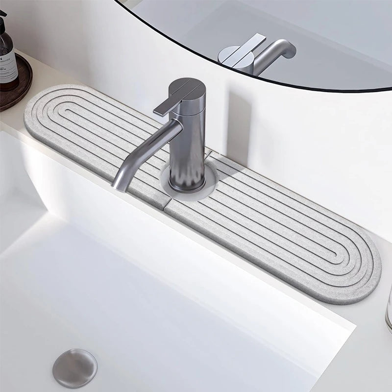 Super Absorbent Fast Drying Faucet Mat Diatom Mud Moisture-proof Diatomite Stone Sink Tray Reusable Non-Slip Faucet Splash Guard
