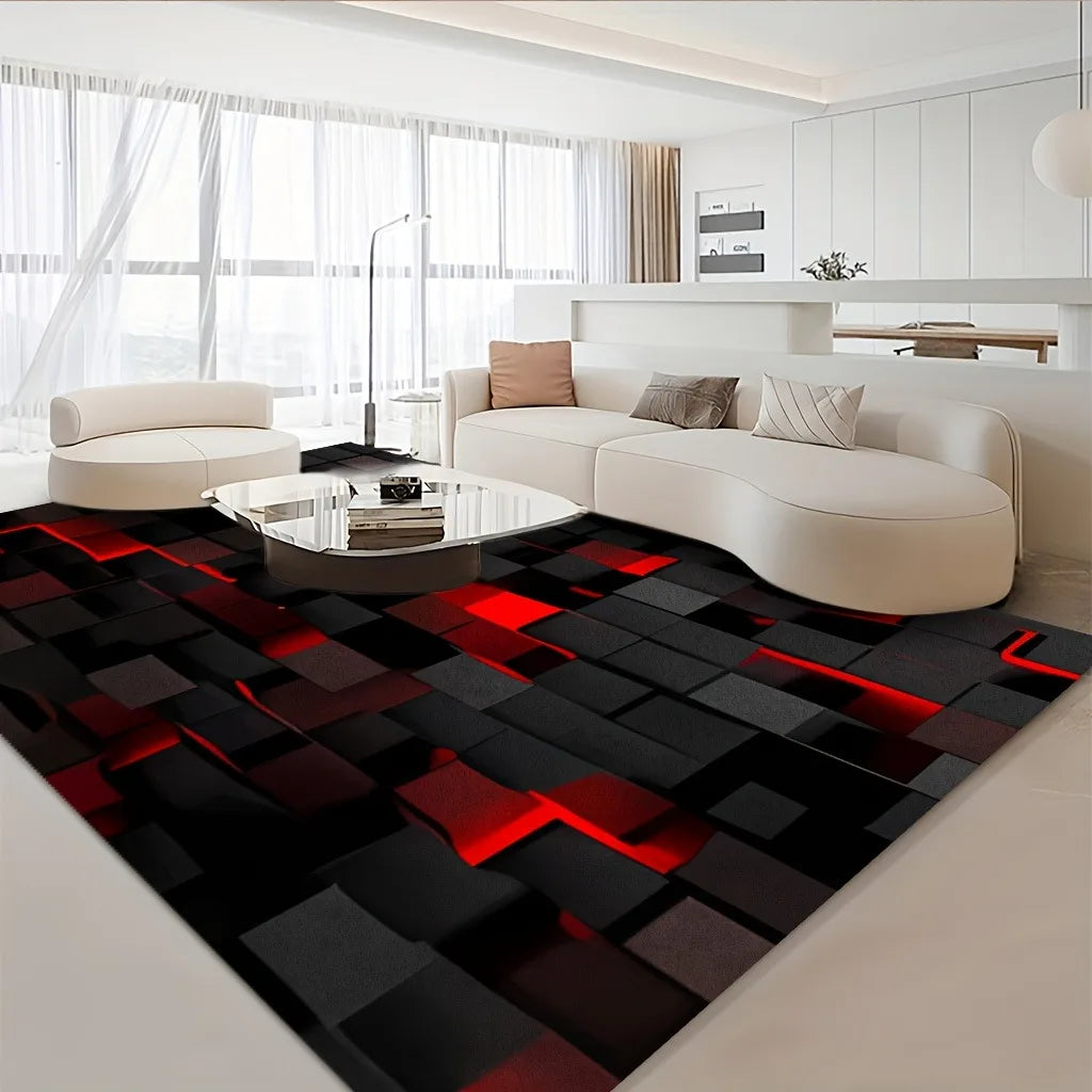 3D Visual Geometry Art Carpet Soft Flannel Rug Washable And Anti-Slip Personalized Gifts Birthday Gifts Home Decor Carpets
