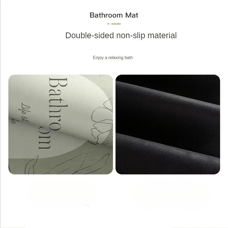 Square Diatom Mud Bathroom Floor Mat, Absorbent Non-Slip Mat with Rubber Bottom, Ideal for Bathroom, Toilet and Home Entryway