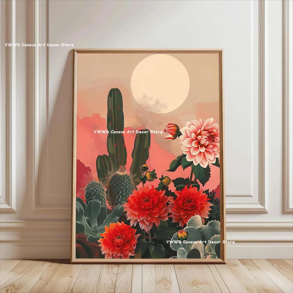 Bohemian Cactus Desert Canvas Poster Mexico Smallest Architectural Artwork Western Plant Wall Art Print for Modern Home Decor