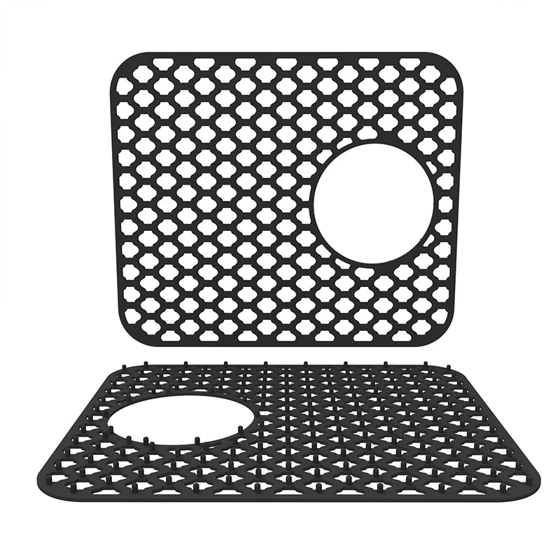 Kitchen Sink Silicone Mat Anti-Scratch Honeycomb Pad Dishwashing Basin Hollow Bottom Draining Pad Non-Slip Sink Mat
