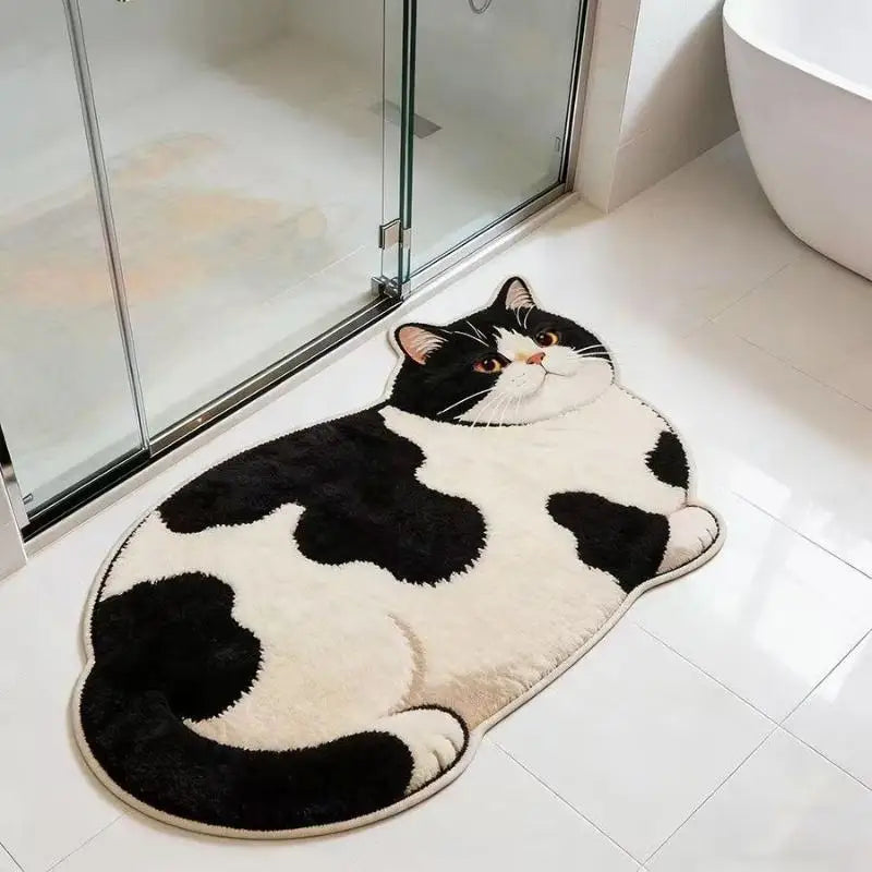 High Absorption Non Slip Cat Design Bath Mat in Diatomite for Quick Drying