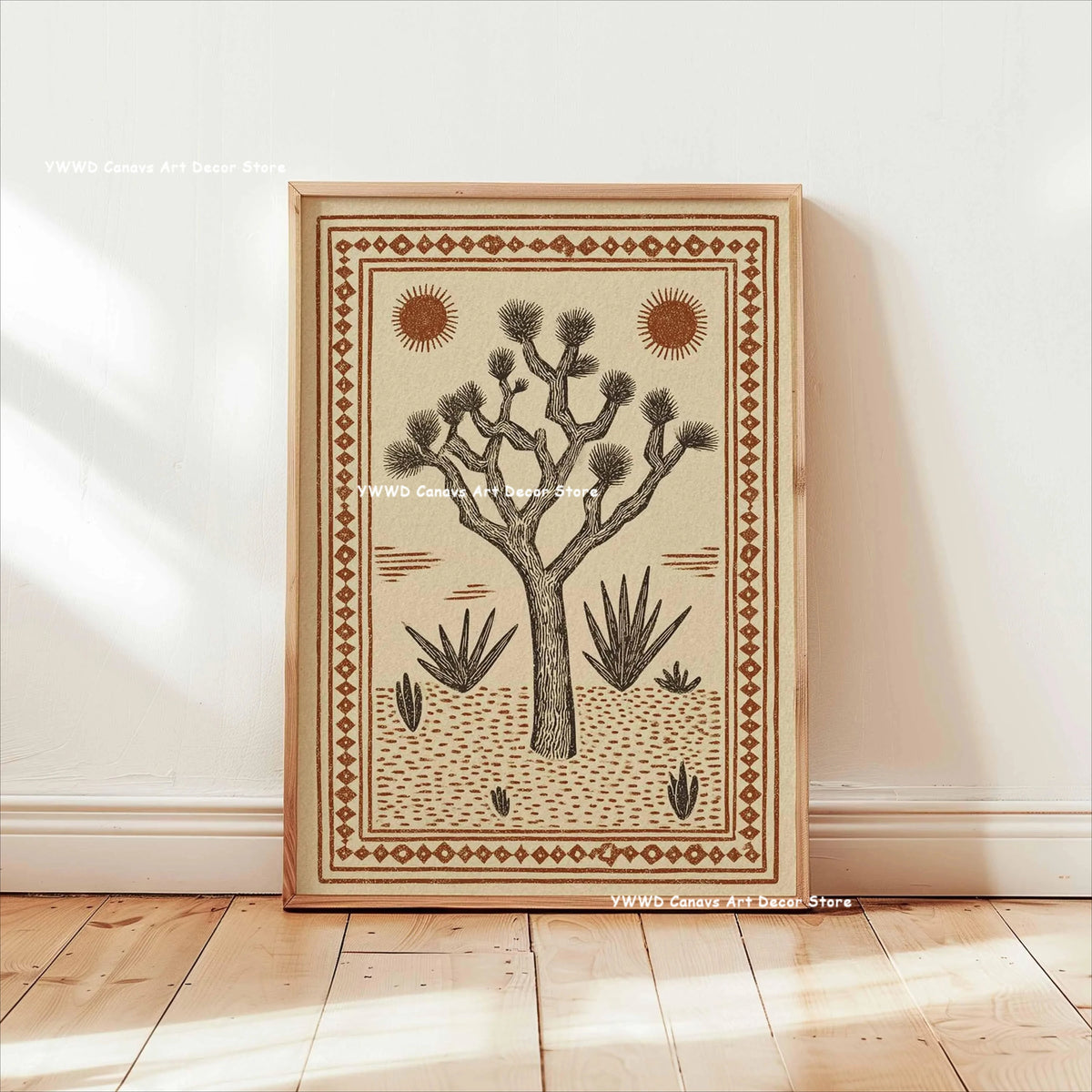 Bohemian Cactus Desert Canvas Poster Mexico Smallest Architectural Artwork Western Plant Wall Art Print for Modern Home Decor