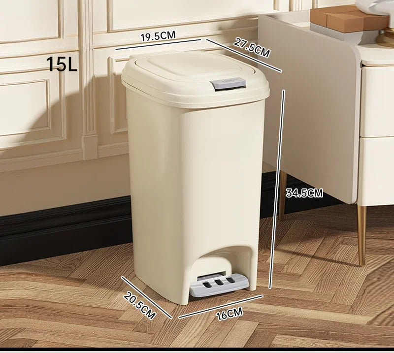 Household High-value Trash Can Light Luxury with Lid Foot Operated Bathroom Living Room Kitchen Large Capacity Butter Trash Can