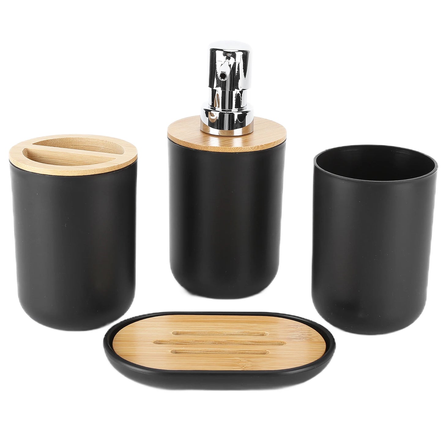 4Pcs Bathroom Accessory Set Bamboo Waterproof  Gift Toothbrush Cup Soap Box for Home Hotel