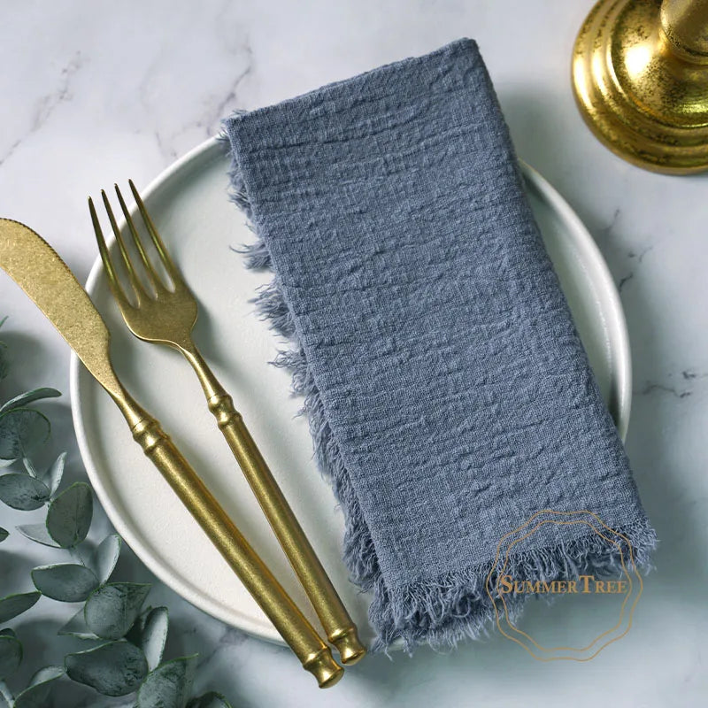 12PCS Napkins 41x41cm Cotton Cloth Gauze Retro Burr Rustic Kitchen Towel Dining Place Mat Wedding Party Linen Napkin Table Decor