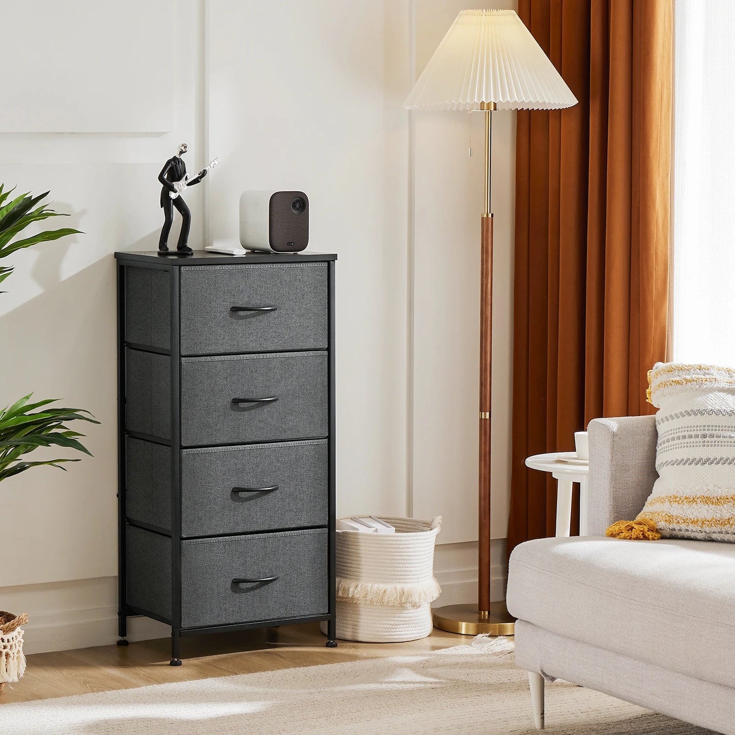 MCQ Living Room 4 Drawers Fabric Cabinet Beside Nightstand Dresser Tables Storage Closet Chest Clothes Display Of Furniture